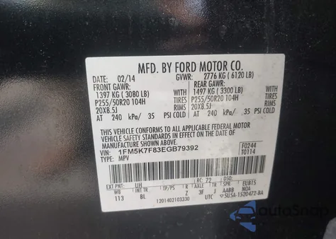 2014 Ford Explorer Limited z USA, uszkodzony, nr VIN 1FM5K7F83EGB79392